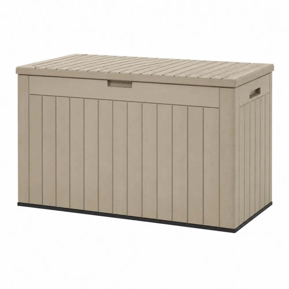 Gartenbox Aufbewahrungsbox rechteckig 145 x 70 x 70 cm PP Kunststoff Beige