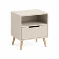 Nachttisch 50 x 40 x 55 cm MDF Beistelltisch mit Schublade rechteckig Beige