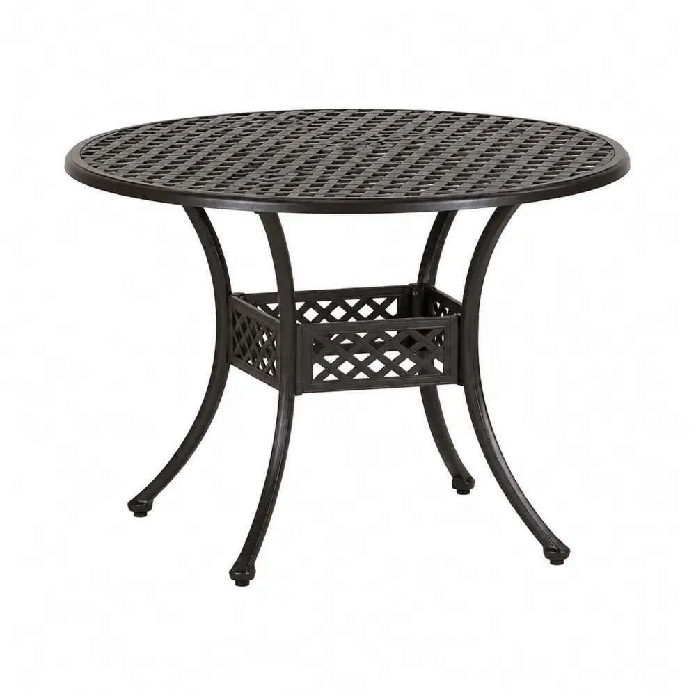 Gartentisch 90 cm rund Stahl Schwarz mit Gitterplatte