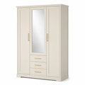 Kleiderschrank MDF Holzwerkstoff Beige mit Spiegel 3 Türen und 3 Schubladen 150 x 55 x 190 cm