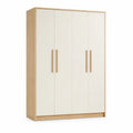 Kleiderschrank 160x55x200 cm MDF Weiß Natur mit 4 Türen rechteckig