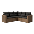 Gartenlounge Set 5 teilig Polyrattan Ecksofa Polyesterkissen Braun Schwarz 300x210x65 cm