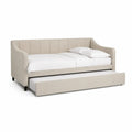 Schlafsofa Tagesbett 90 x 200 cm Polsterbett Polyesterbezug mit Ausziehbett Beige
