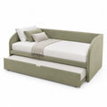 Schlafsofa Tagesbett 90x200 cm Polsterbett Polyesterbezug Grün mit Ausziehbett