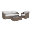 Gartensofa Lounge Set mit Sofa Sessel Tisch 250 x 180 x 70 cm Polyrattan Aluminium Beige Grau