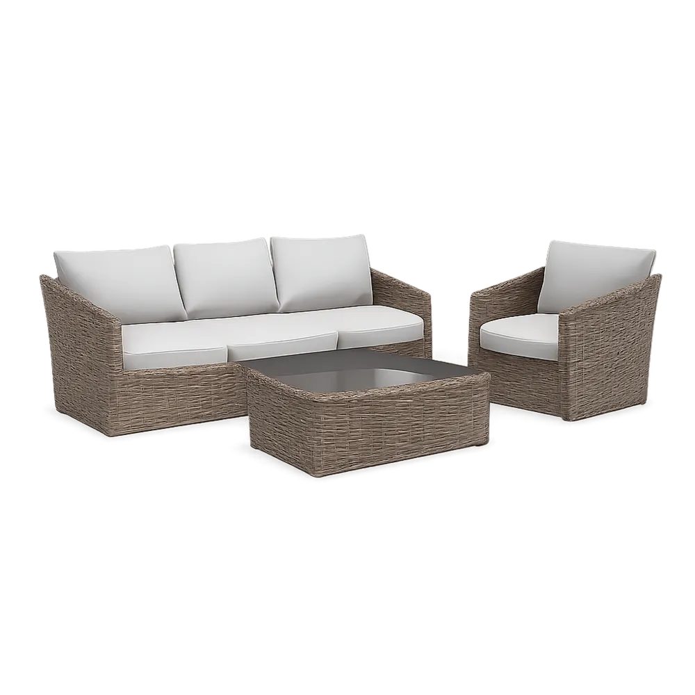 Gartensofa Lounge Set mit Sofa Sessel Tisch 250 x 180 x 70 cm Polyrattan Aluminium Beige Grau