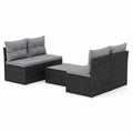 Gartensofa Lounge Set 3 Teilig mit Tisch Polyrattan Aluminium Grau Schwarz 220 x 160 x 70 cm