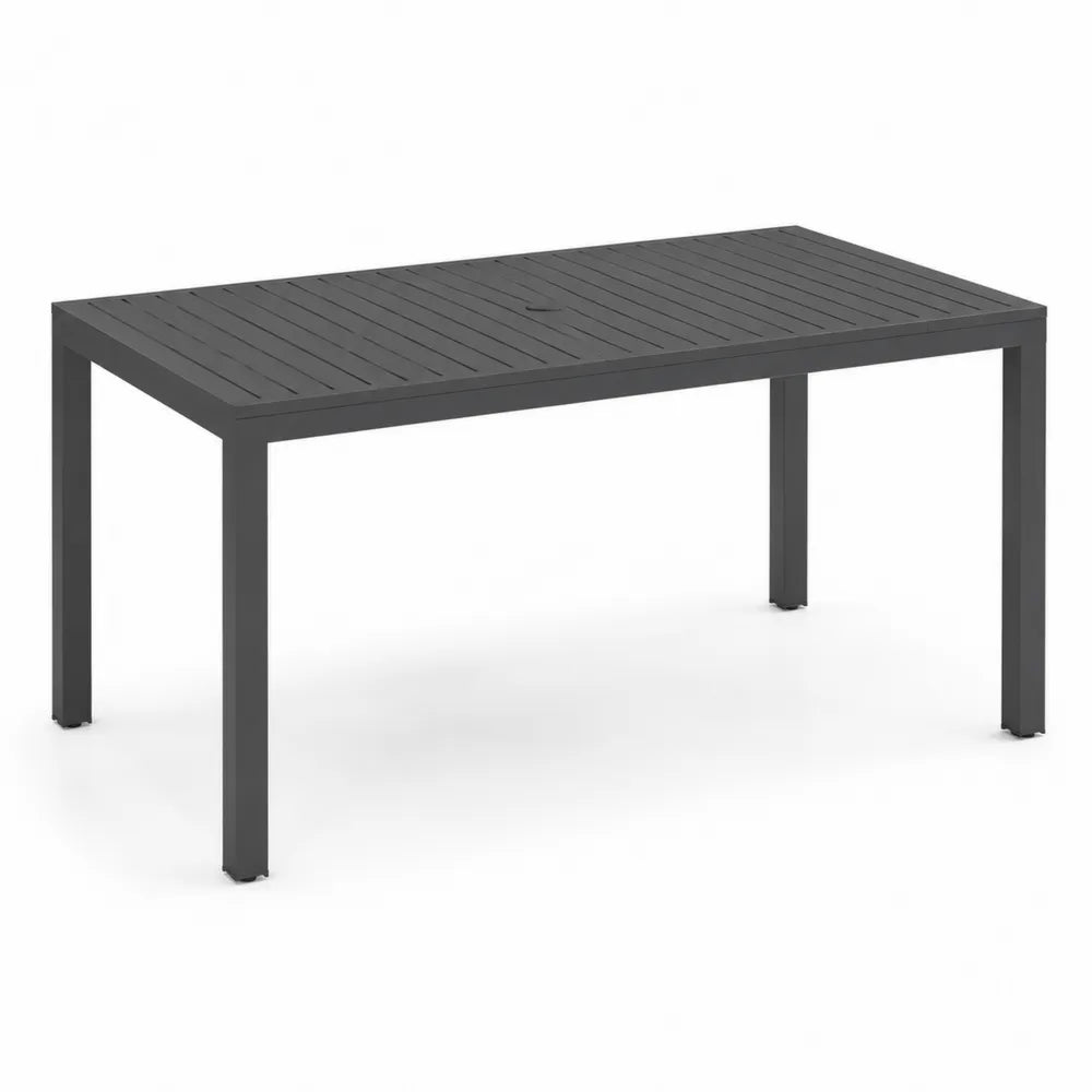 Gartentisch 180 x 90 x 75 cm Aluminium Anthrazit Rechteckig mit Lamellenplatte