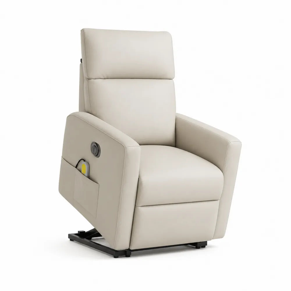 Relaxsessel 80x85x105 cm Elektrischer Fernsehsessel PVC Bezug Beige mit Liegefunktion