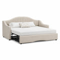 Schlafsofa Polsterbett mit Ausziehfunktion Polyesterbezug Beige 140 x 200 cm