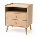 Nachttisch MDF Holzwerkstoff Natur mit 2 Schubladen und Ablagefach 60 x 40 x 60 cm