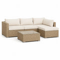 Gartenmöbel Set Ecksofa mit Couchtisch 280 x 200 x 70 cm Polyrattan Beige mit Polyesterkissen